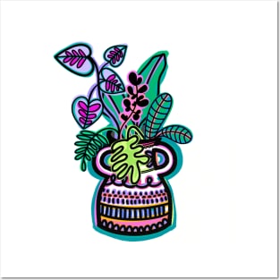 Tropical flower pot Posters and Art